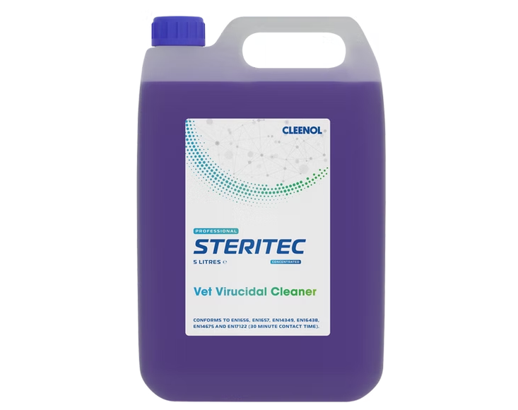 CLEENOL | STERITEC DEFRA APPROVED VETERINARY VIRUCIDAL CLEANER CONCENTRATE X 5 LTR | STE-VET-CON-2X5