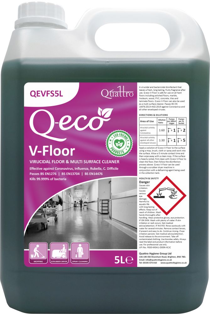 QUATTRO | Q-ECO V-FLOOR & SURFACE CLEANER X 5 LTR | QEVFS5L