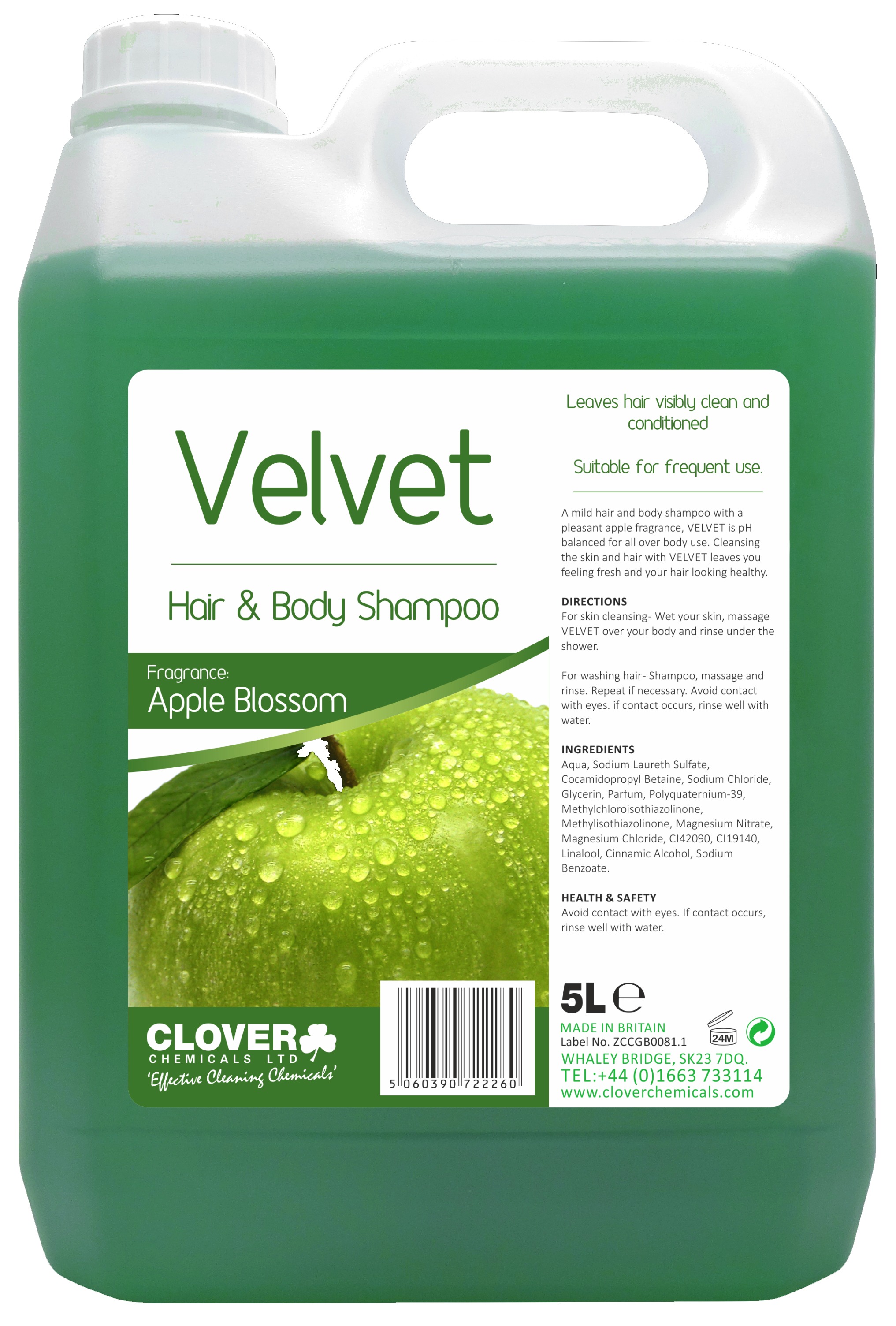 CLOVER (CHRISTEYNS) | VELVET HAIR & BODY WASH X 5 LTR | 416
