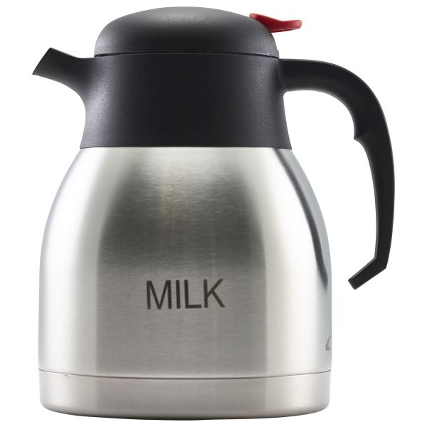 GENWARE |  MILK INSCRIBED STAINLESS STEEL PUSH BUTTON JUG 1 LTR | V1299MILK
