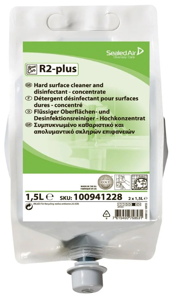 DIVERSEY |  ROOM CARE R2-PLUS HARD SURFACE CLEANER AND DISINFECTANT X 1.5 LTR | 100941228