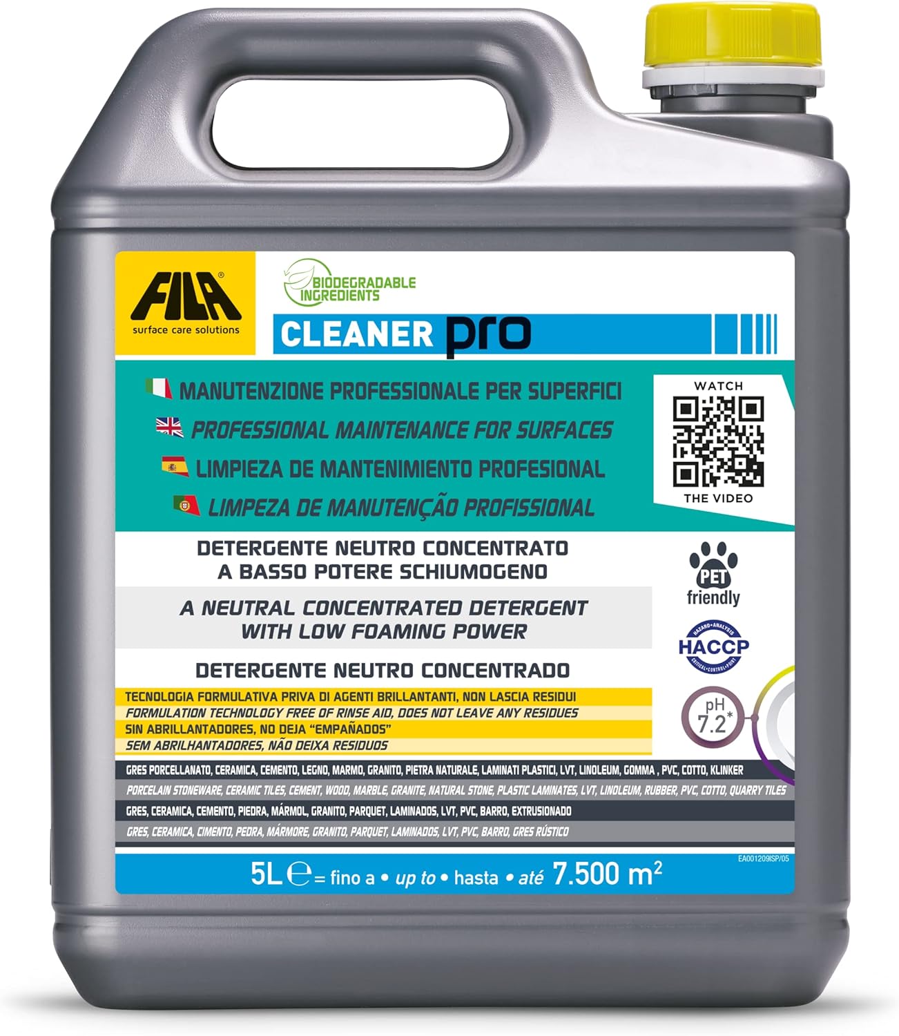 FILA SOLUTIONS | NEUTRAL CONCENTRATE CLEANER X 5LTR | FILA-60500005