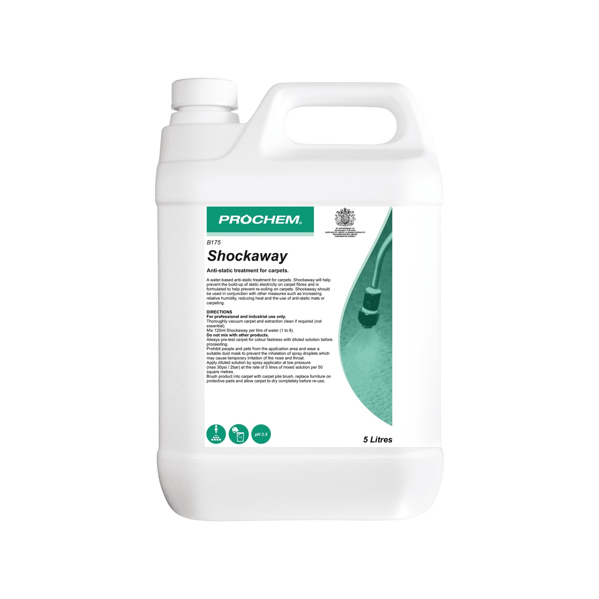 PROCHEM | SHOCKAWAY ANTI-STATIC CARPET TREATMENT X 5 LTR | B194-05 | 2522
