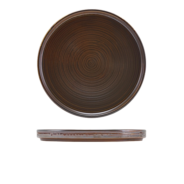 GENWARE | TERRA PORC RUSTIC COPPER LOW PRESENTATION PLATE 25CM X 6 | LP-PRC25