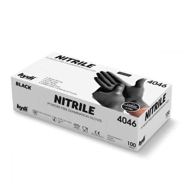 POWDER FREE BLACK NITRILE GLOVES X 100 | 4046