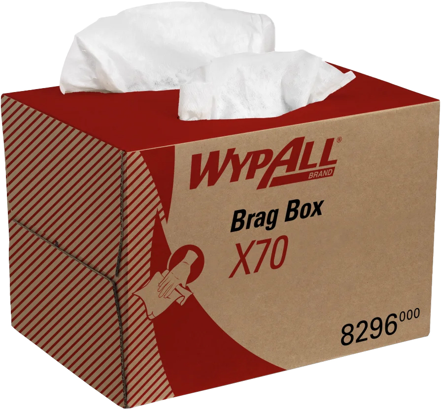KIMBERLY CLARK | 8296 WYPALL X70 1PLY WHITE CLOTHS IN BRAG BOX X 200 SHEETS | 8296