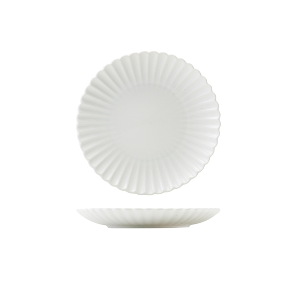GENWARE | INCISE PORCELAIN SCALLOPED COUPE PLATE 20CM X 6 | CP-ISC20