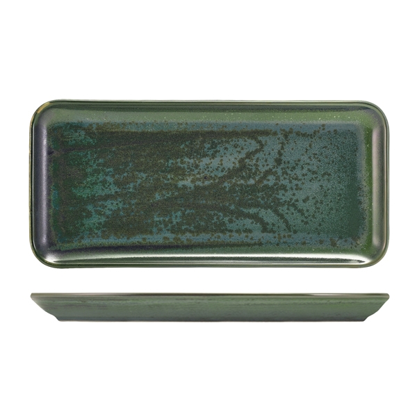 GENWARE | TERRA PORC AQUA GREEN NARROW RECT PLATTER 36 X 16.5CM X 3 | NR-PAG36
