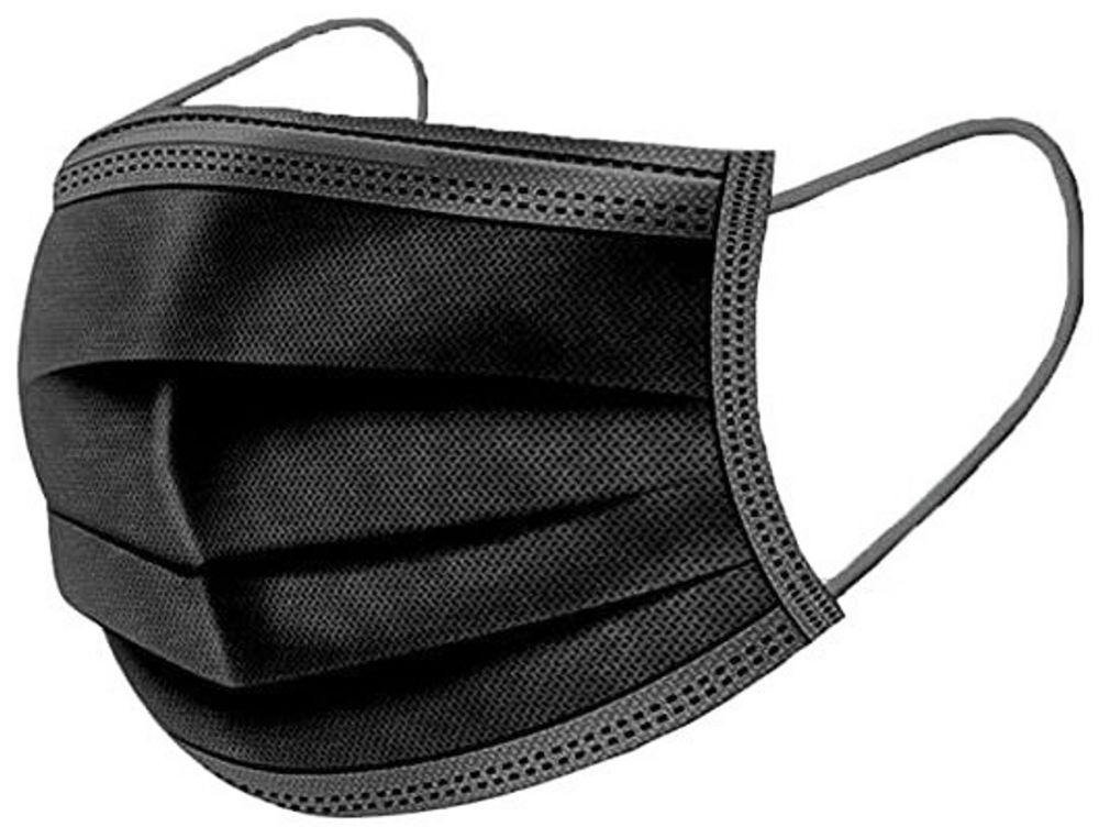 CAPITAL | BLACK DISPOSABLE 3 PLY SURGICAL TYPE FACE MASK X 50