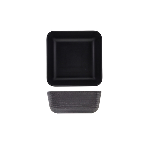 GENWARE | MELAMINE BLACK JUTE SQUARE BUFFET BOWL 25CM | JT251102