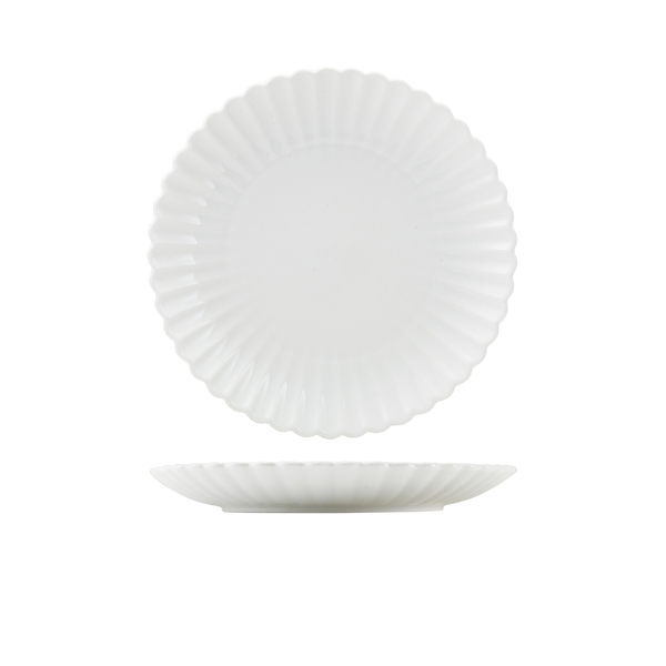 GENWARE | INCISE PORCELAIN SCALLOPED COUPE PLATE 26CM X 6 | CP-ISC26