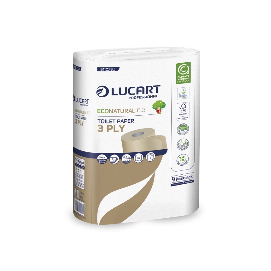 LUCART | ECONATURAL 3 PLY TOILET ROLL X 144 | 811C73J