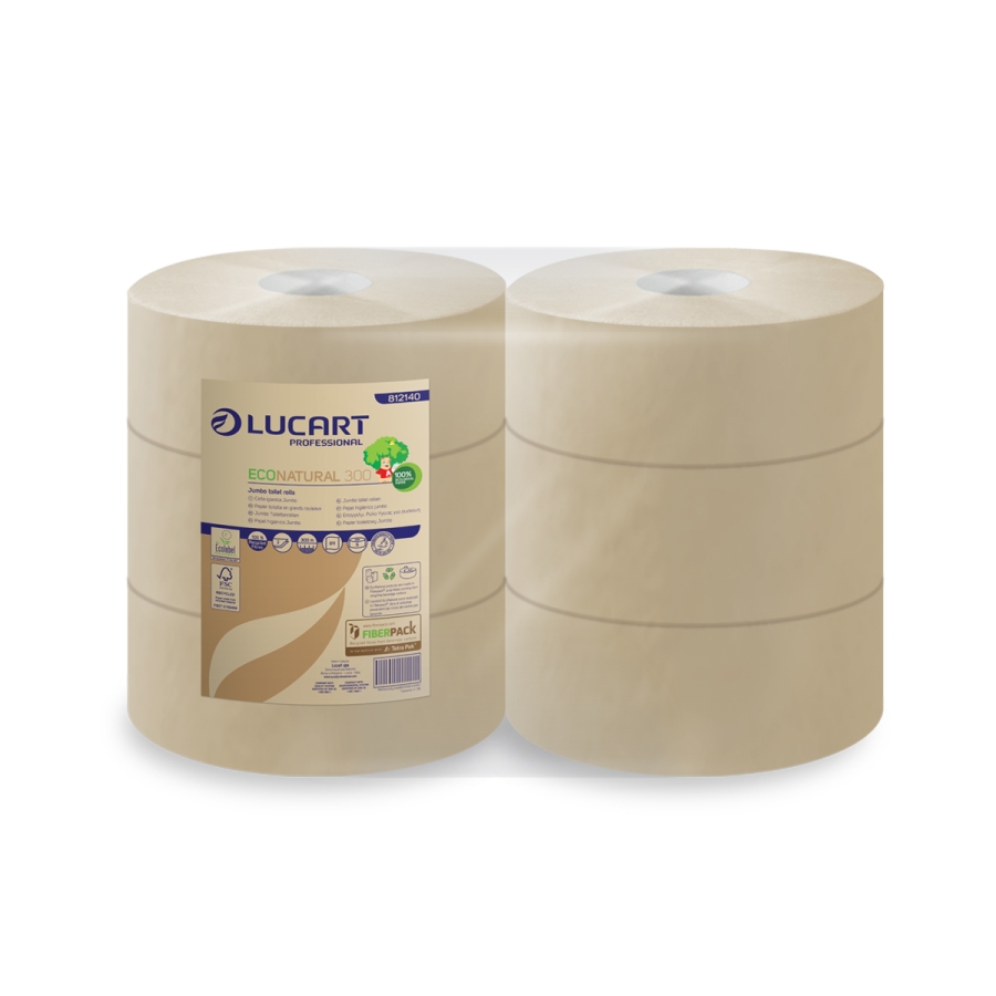 LUCART | ECONATURAL 2 PLY MAXI JUMBO TOILET ROLL 6 X 300M | 812140AP