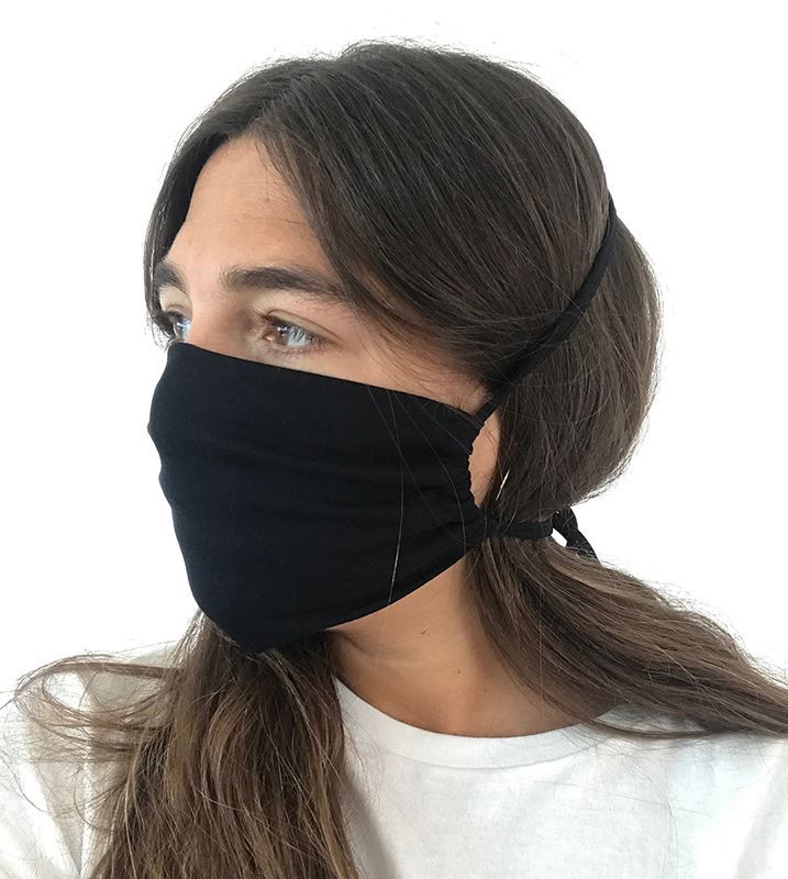 RALAWISE | COTTON 2PLY FACE COVER WITH HEAD TIE - BLACK | MX001