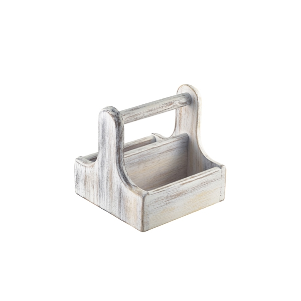 GENWARE | SMALL WHITE WOODEN TABLE CADDY | DWTC-SW