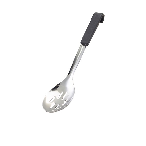 GENWARE | BLACK HANDLED SLOTTED SERVING SPOON 34CM | 566-05BK