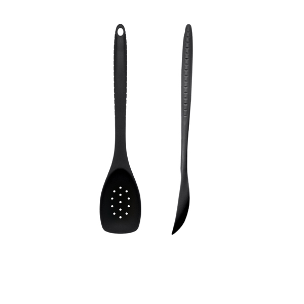 GENWARE | BLACK SILICONE SLOTTED SPOON 30CM | UT300102