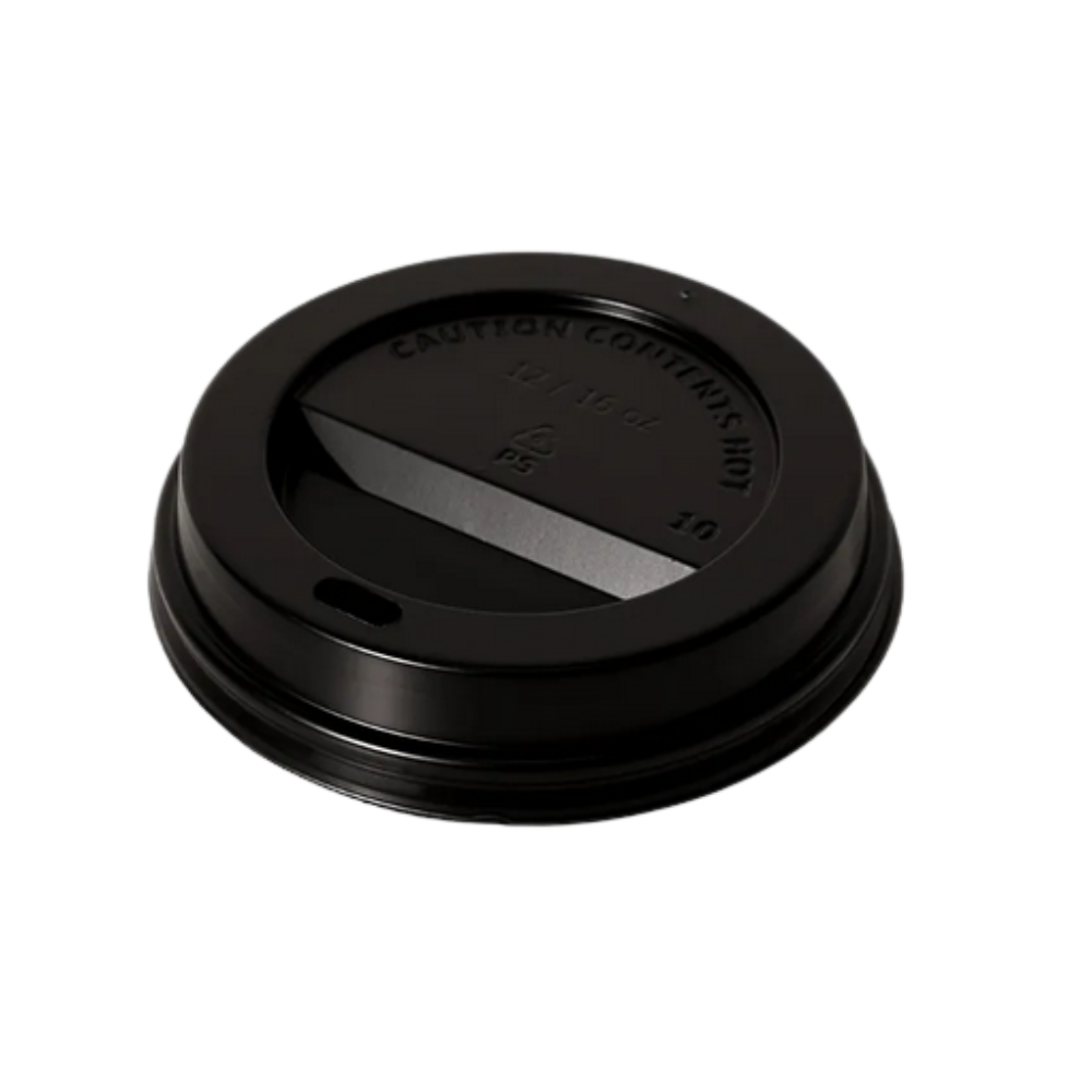 CAPITAL | BLACK PLASTIC SIP LID X 100 COMPAT WITH 12OZ & 16OZ CUPS