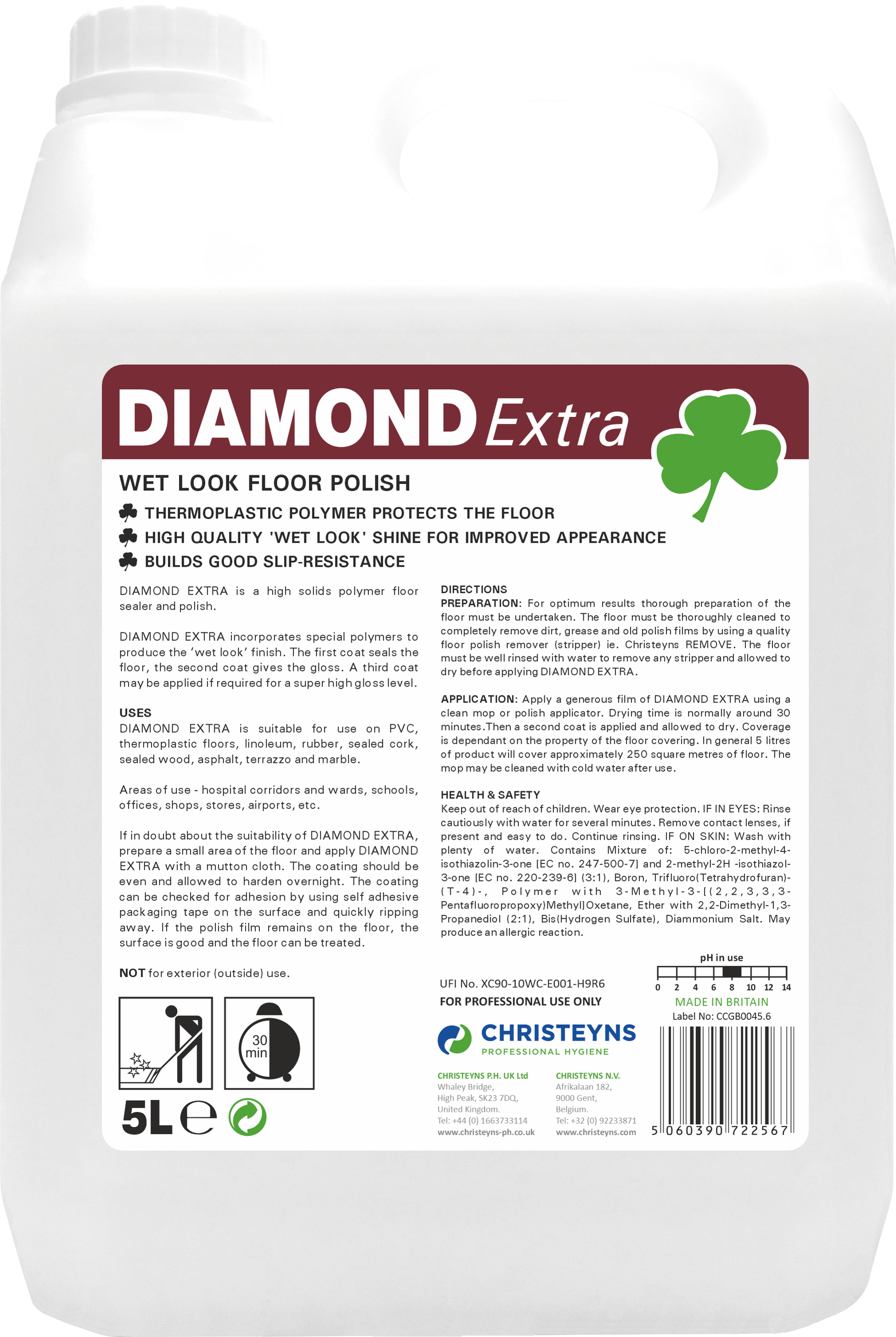 CHRISTEYNS (CLOVER) | 109 DIAMOND EXTRA POLISH X 5LTR | 109