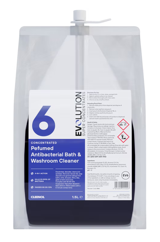 CLEENOL | EVOLUTION CONCENTRATED PERFUMED ANTIBACTERIAL WASHROOM CLEANER EV6 X 1.5 LTR | EV6