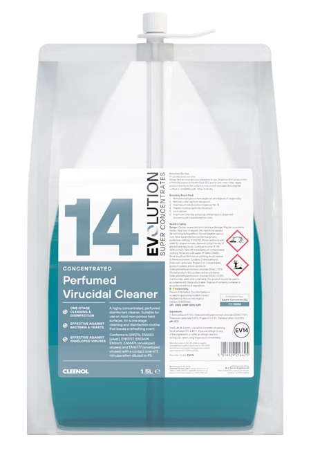 CLEENOL | EVOLUTION CONCENTRATED PERFUMED VIRUCIDAL CLEANER EV14 X 1.5 LTR | EV14