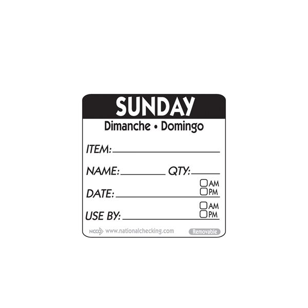 GENWARE | 50MM SUNDAY REMOVABLE DAY LABEL X 500 | RIDU2207R