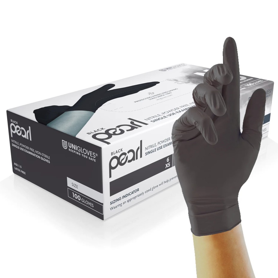 UNIGLOVES | POWDER FREE BLACK PEARL NITRILE GLOVES X 100 | GP0033
