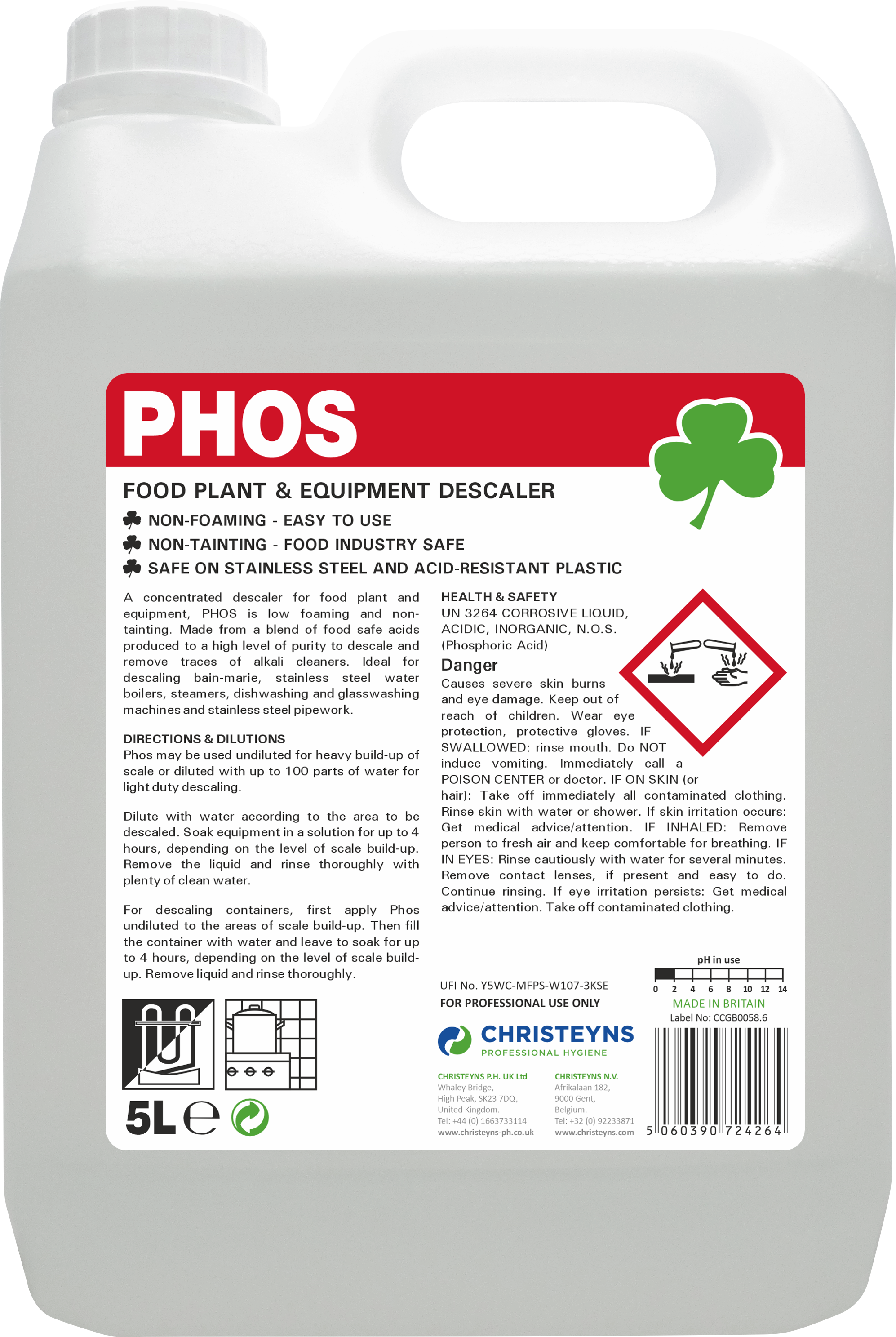 CHRISTEYNS (CLOVER) | PHOS CATERING DESCALER X 5 LTR | 508