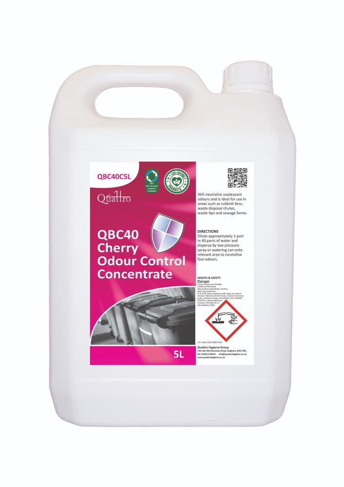 QUATTRO | QBC40 CHERRY ODOUR CONTROL CONCENTRATE X 5LTR | QBC40C5L