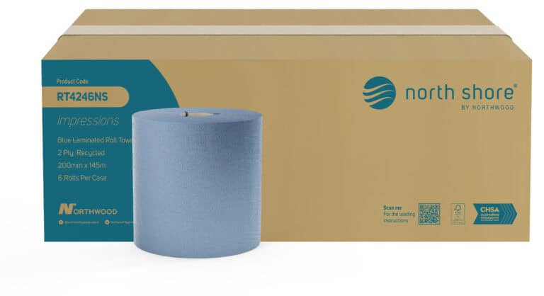 NORTH SHORE | IMPRESSIONS BLUE ROLL TOWELS 145M X 6 | RT4246NS