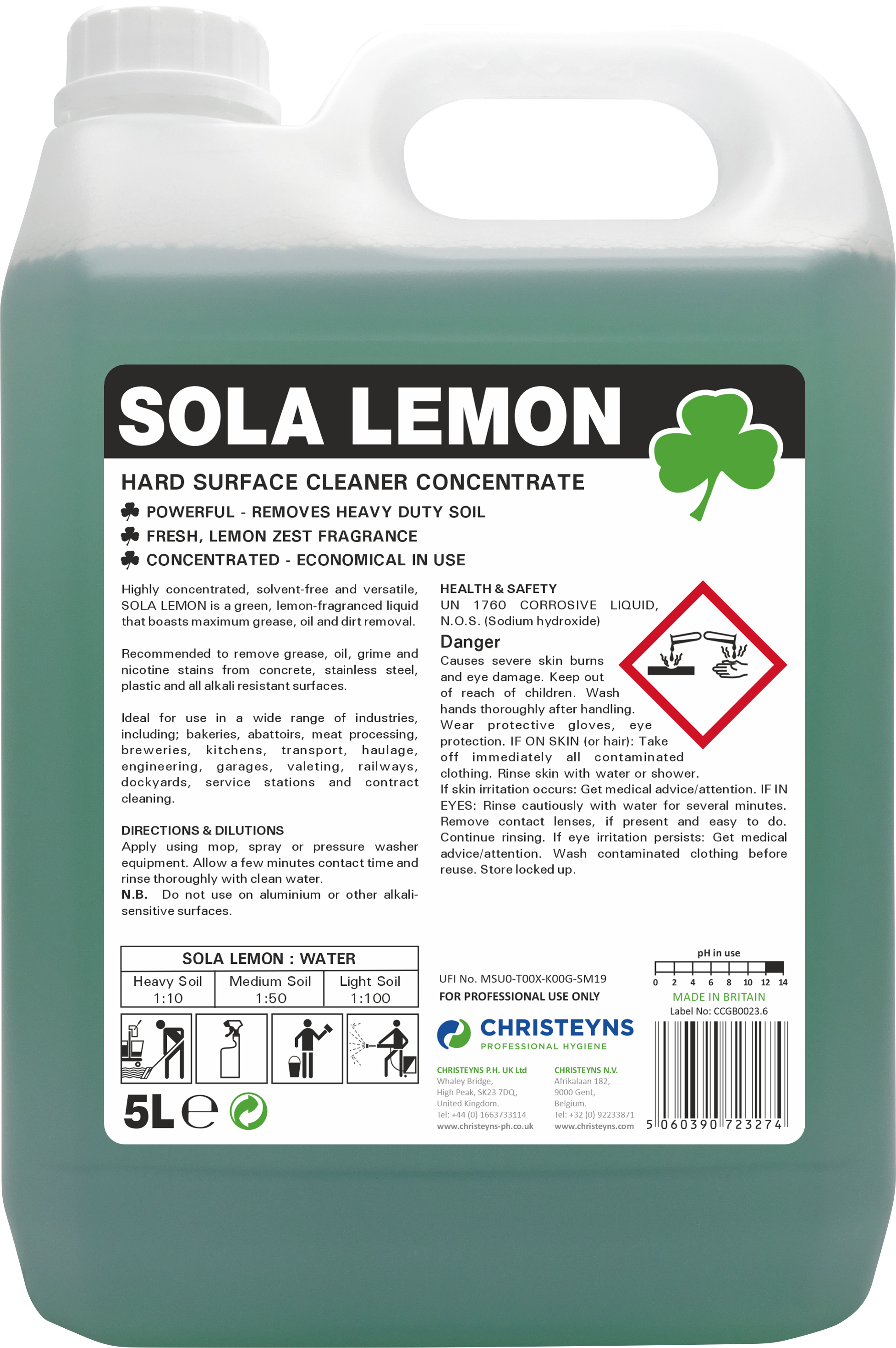 CHRISTEYNS (CLOVER) | 312 SOLA LEMON X 5 LTR | 312