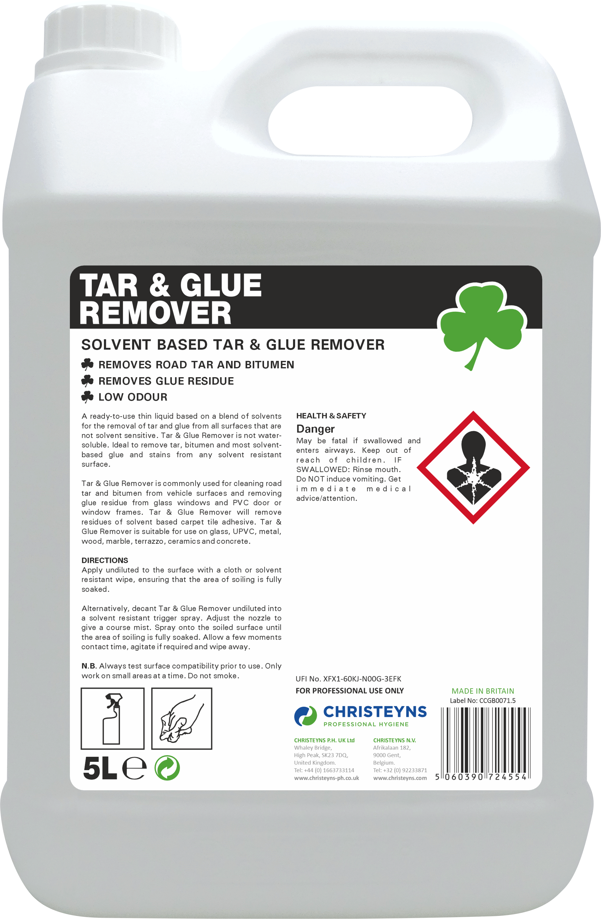 CHRISTEYNS (CLOVER) | 704 TAR & GLUE REMOVER X 5 LTR | 704