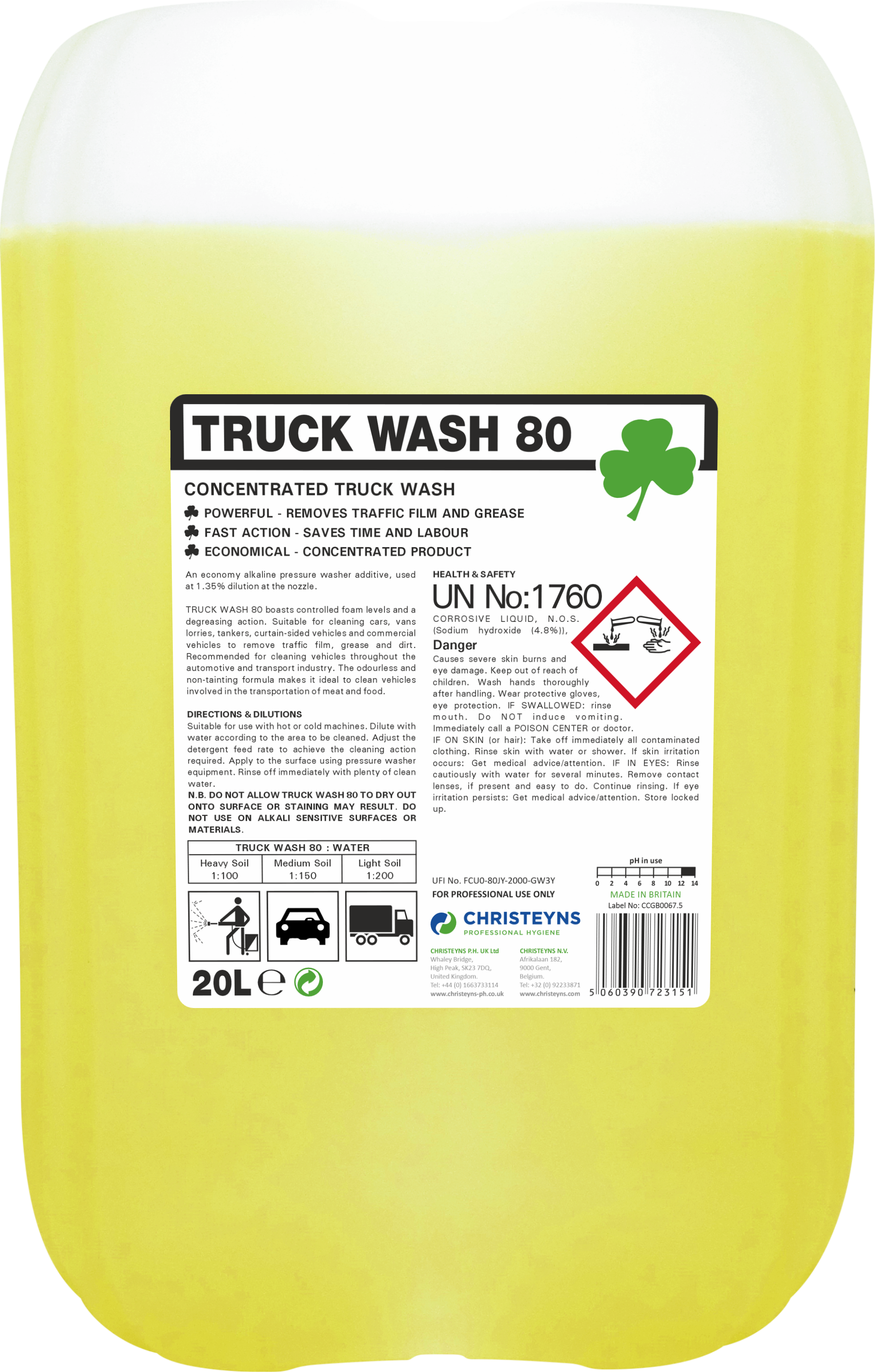 CHRISTEYNS (CLOVER) | TRUCK WASH 80 X 20 LTR | 307 | 5041