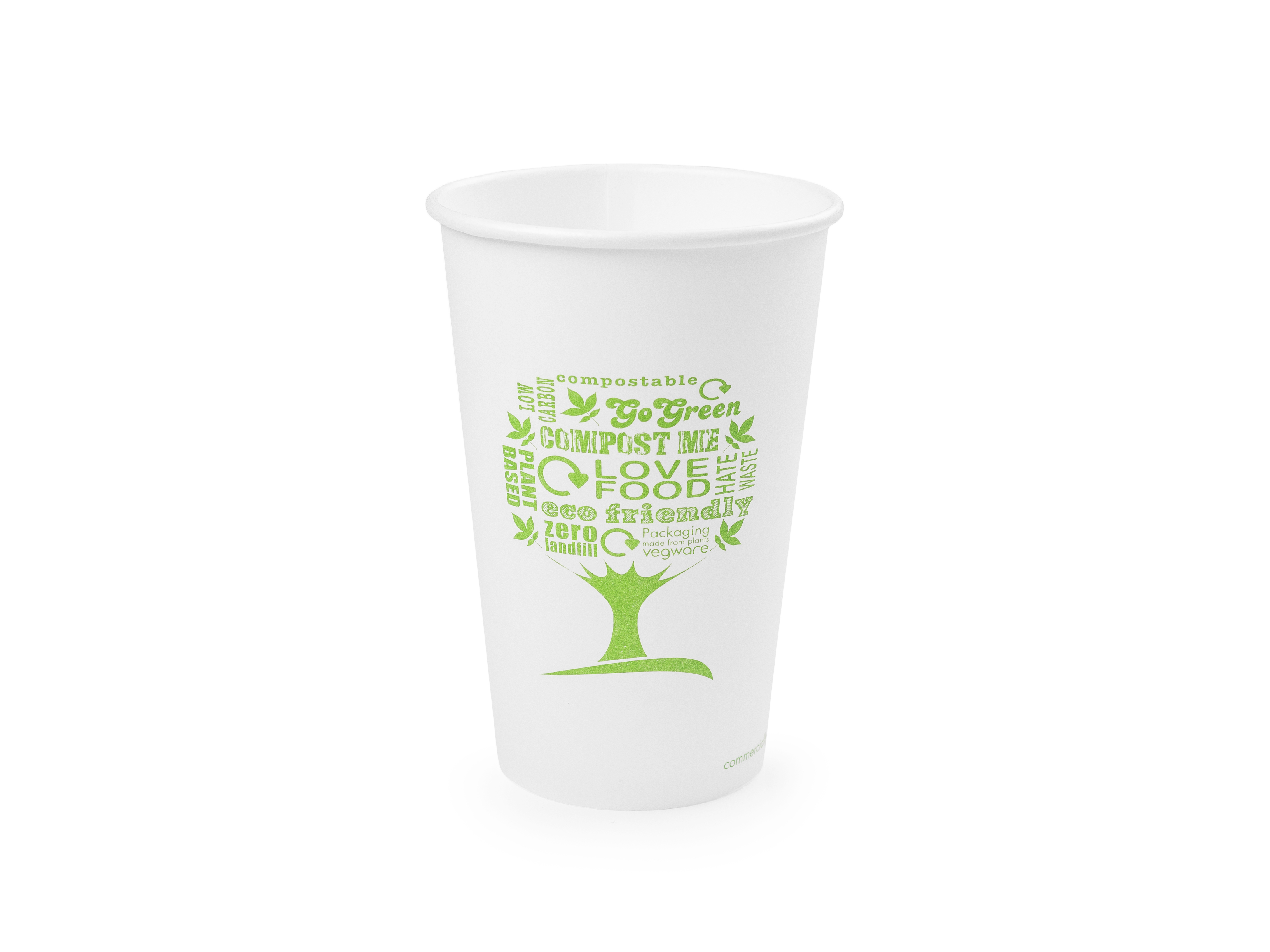 VEGWARE | 16OZ WHITE HOT CUP, 89-SERIES - GREEN TREE X 1000 | LV-16-GT