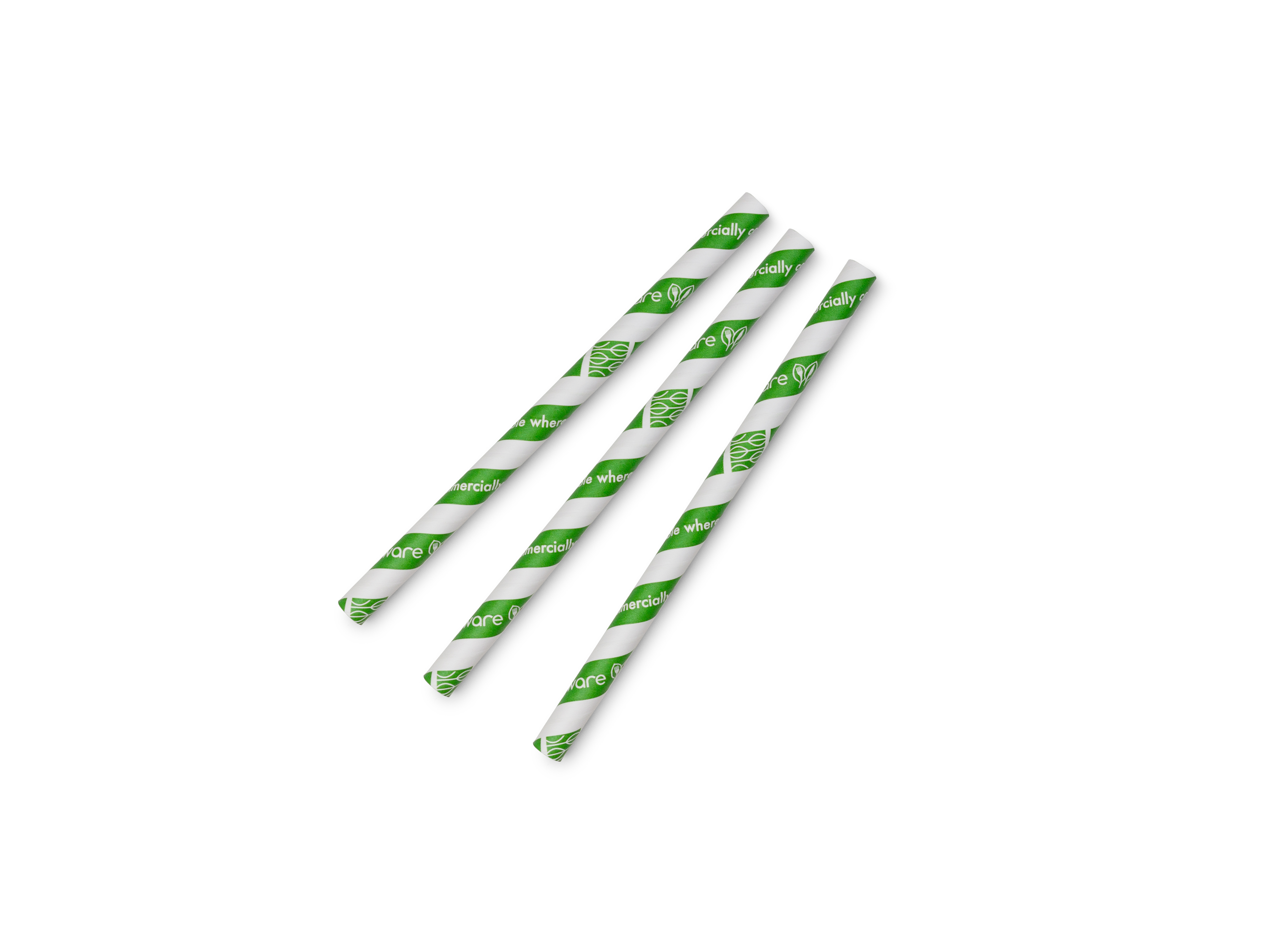 VEGWARE | JUMBISSIMO GREEN STRIPE 10MM PAPER STRAW, 7.8IN X 1600 | PS10-GS