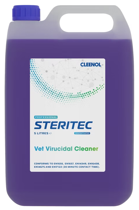 CLEENOL | STERITEC DEFRA APPROVED VETERINARY VIRUCIDAL CLEANER CONCENTRATE X 5 LTR | STE-VET-CON-2X5