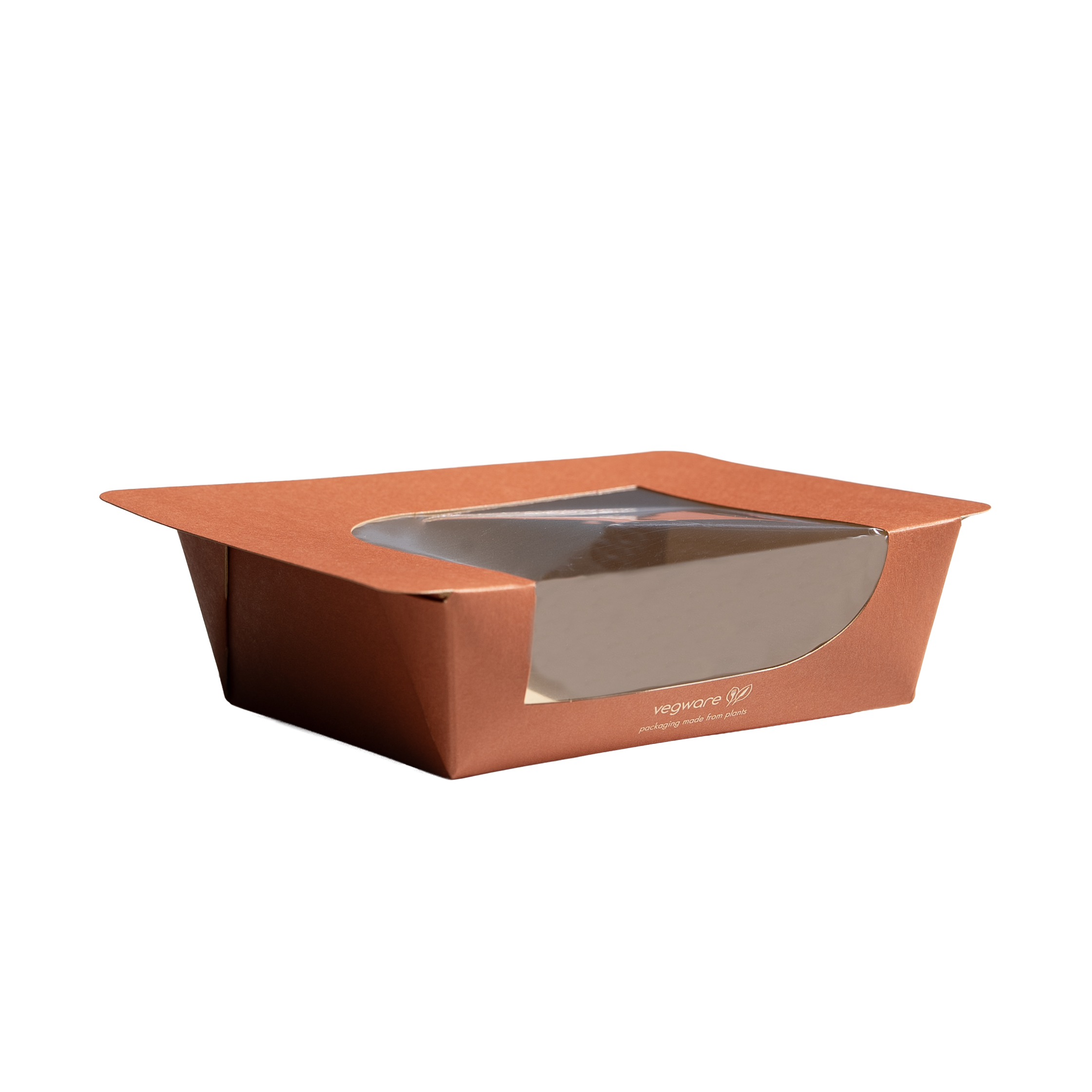 VEGWARE | FEEL SNUG ORANGE SELF SEAL LARGE SALAD BOX X 300 | VWSALAD26-FS | 421191
